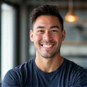 Portrait of Kevin Park, a chiropractor and strength and conditioning specialist, in an active pose.
