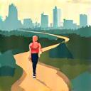 Person walking on a scenic Austin trail, symbolizing outdoor movement challenge.