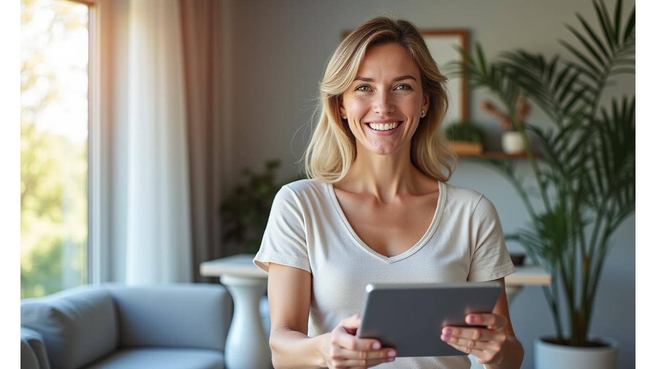 Woman having a thoughtful video call consultation with a wellness expert, embodying trust and connection.