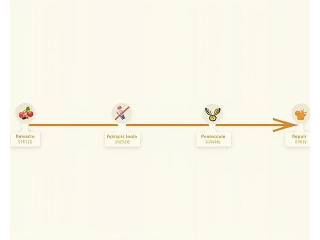 A timeline graphic illustrating the four phases of a gut healing protocol: Remove, Replace, Reinoculate, Repair, with healthy food icons for each stage.