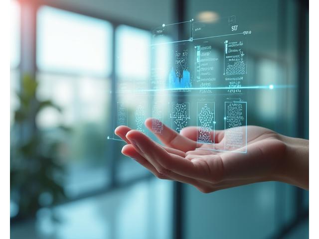 Close-up of a mature adult hand interacting with a glowing, holographic interface displaying biological age markers and vitality graphs, set against a blurred background of a modern, bright wellness clinic. Sunlight streams in, highlighting the clarity of the display.